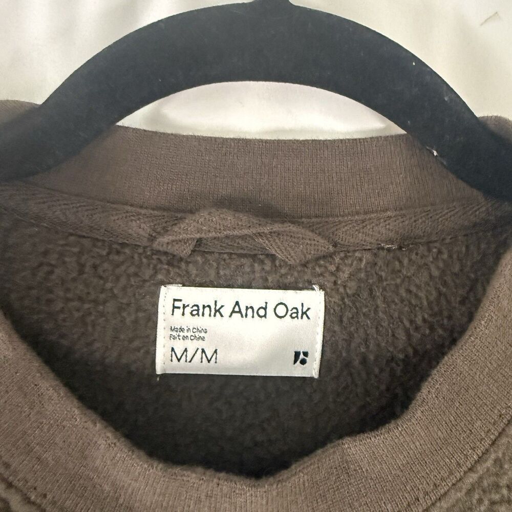 Frank And Oak Fleece Sweater Men's Medium Brown Pocket Zip Long Sleeve - Picture 7 of 9